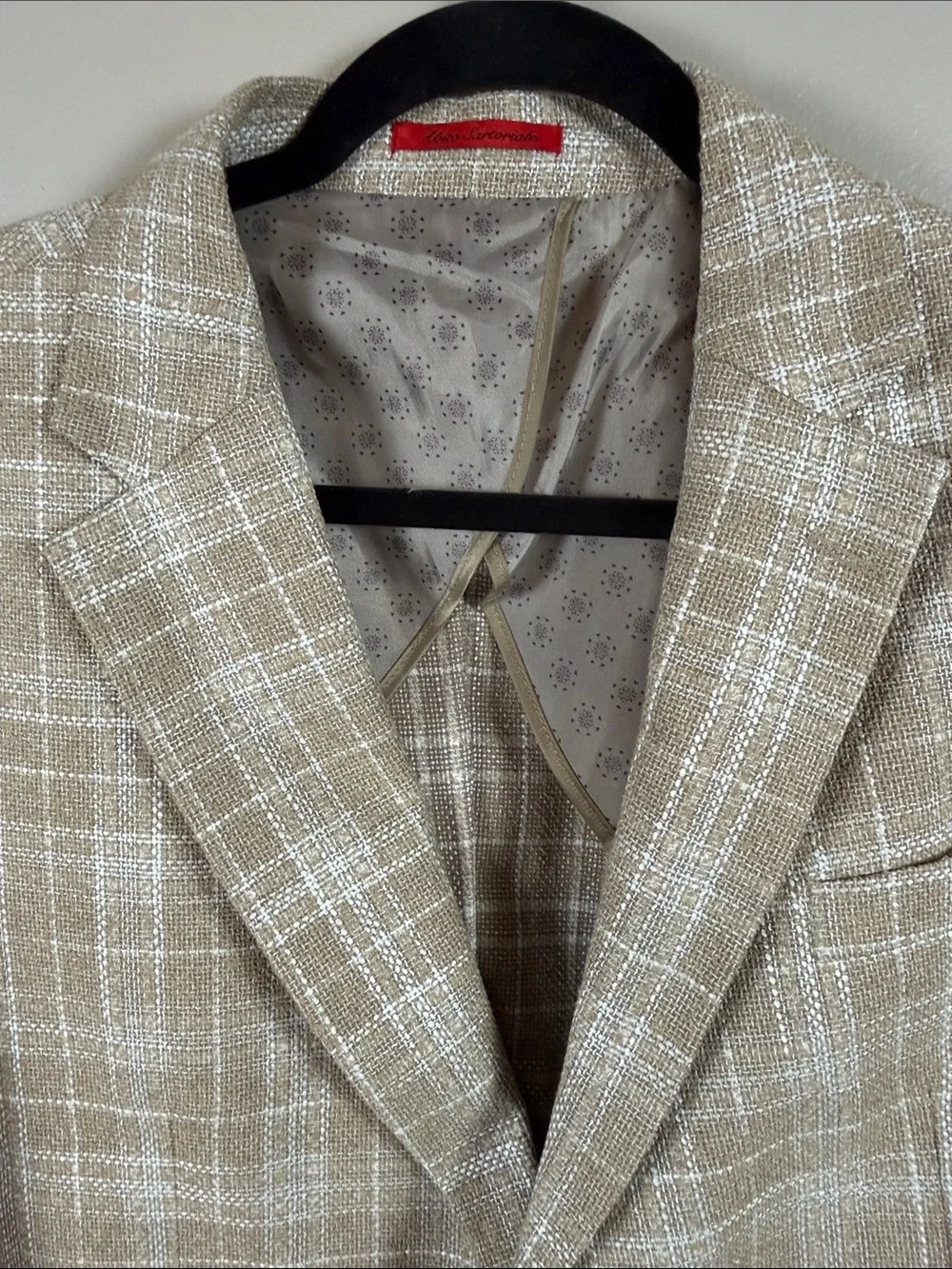 Mattarazi Uomo Men's Beige Plaid Sport Coat - Classic Windowpane Blazer